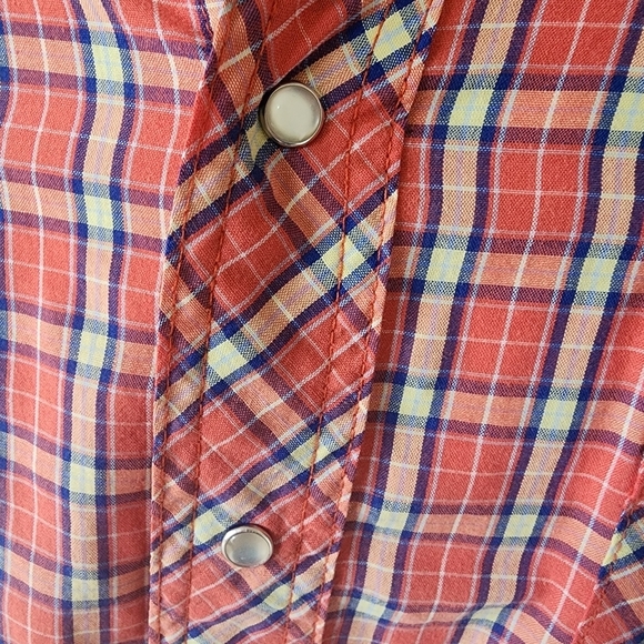 Vintage Wrangler Western Plaid Pearl Snap Shirt Short Sleeve - LT (Large Tall) - Picture 5 of 7